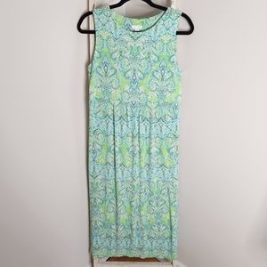 J.Jill Midi Dress womens small blue green paisley sleeveless